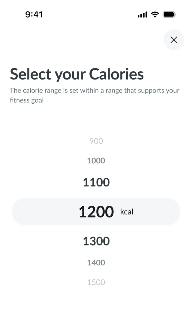 Select your calories picker